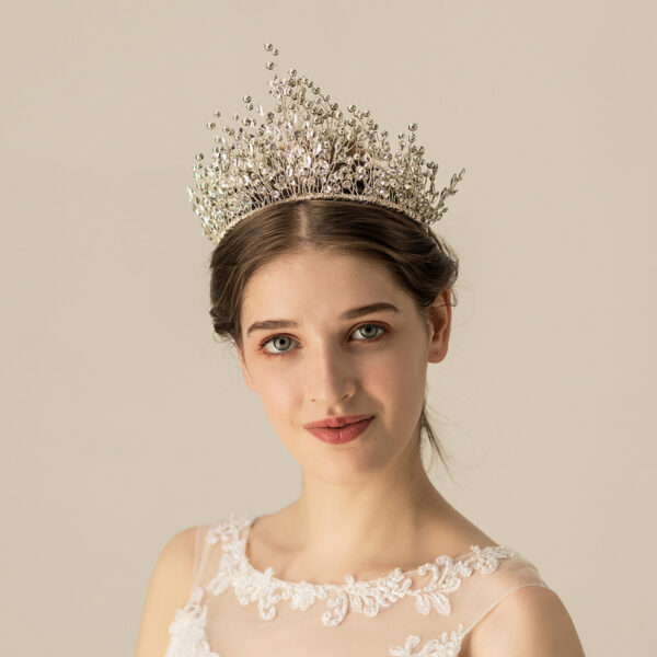 Rhinestones Crystal Tiaras and Silver Colour Flower Diadem Women Headwear Wedding Hair Accessories Brides Jewelry - Image 4