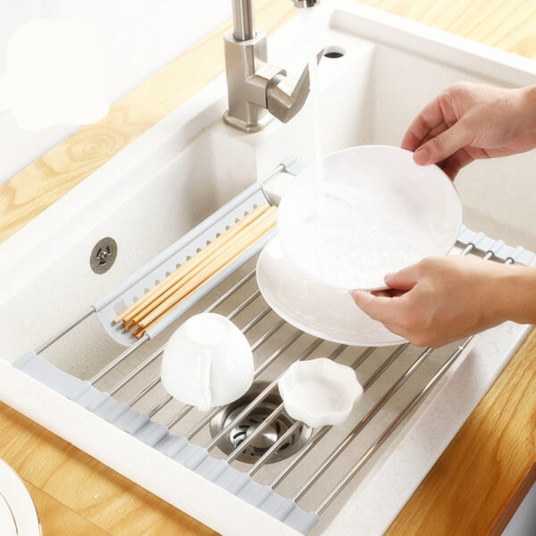 Kitchen Sink Tableware Fruit And Vegetable Drain Rack - Image 4