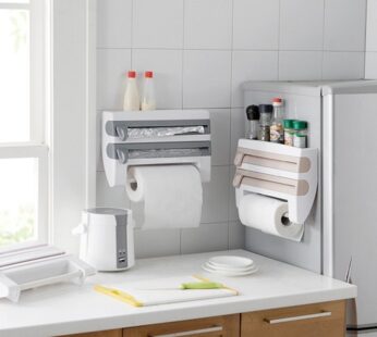 4-In-1 Kitchen Roll Holder Dispenser Kitchen Foil Film Wrap Tissue Paper 4 IN 1 Kitchen Roll Holder Dispenser