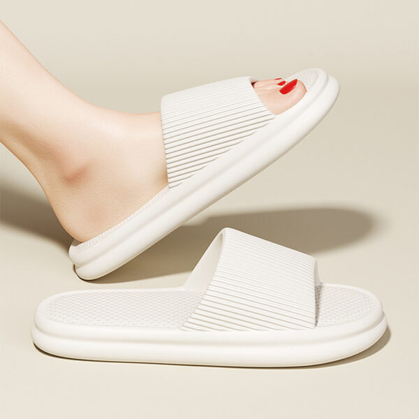 Striped Design Home Slippers For Women Men Soft Anti-slip Floor Bathroom Slippers Solid House Shoes - Image 3