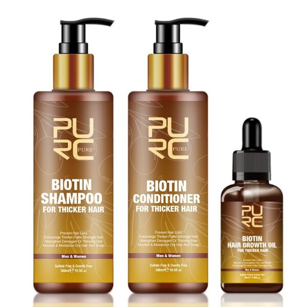 PURC Hair Care Ginger Biotin Three-piece Shampoo Conditioner Repair Dry And Frizz Essential Oil - Image 3