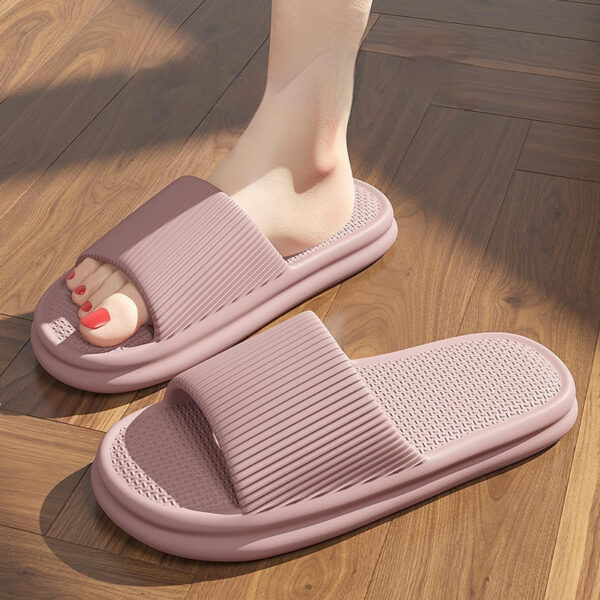 Striped Design Home Slippers For Women Men Soft Anti-slip Floor Bathroom Slippers Solid House Shoes - Image 9