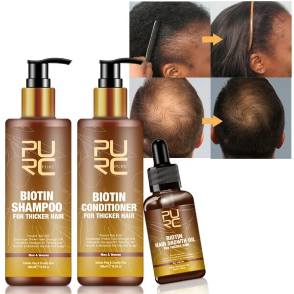 PURC Hair Care Ginger Biotin Three-piece Shampoo Conditioner Repair Dry And Frizz Essential Oil - Image 10