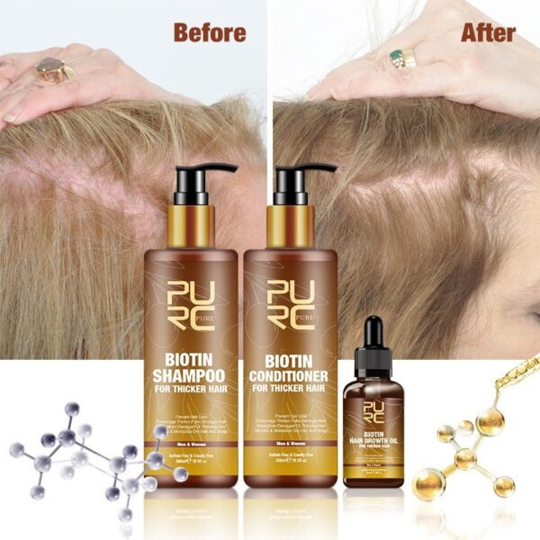 PURC Hair Care Ginger Biotin Three-piece Shampoo Conditioner Repair Dry And Frizz Essential Oil - Image 7
