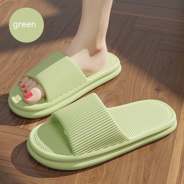 Striped Design Home Slippers For Women Men Soft Anti-slip Floor Bathroom Slippers Solid House Shoes - Image 4