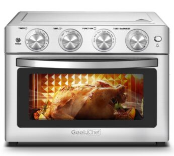 Geek Chef Air Fryer 6 Slice 26QT 26L Air Fryer Fry Oil-Free   Extra Large Toaster Oven Combo   Air Fryer Oven  Roast  Bake   Broil  Reheat   Convection Countertop Oven   Stainless St