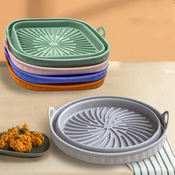 Kitchen Collapsible Air Fryer Silicone Pot Reusable Round Square Liners Basket For Air Fryer Non-slip Baking Tray Oven Accessories - Image 8