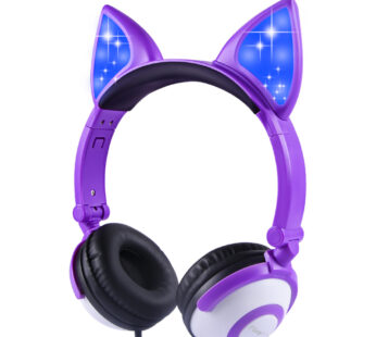 LED flashing cat ear headphones