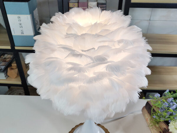 Luxury Feather Table Lamp Bedroom Bedside Light Nordic Ins Touch Dimming Desk Lights for Living Room Study Room Decor Lighting - Image 8
