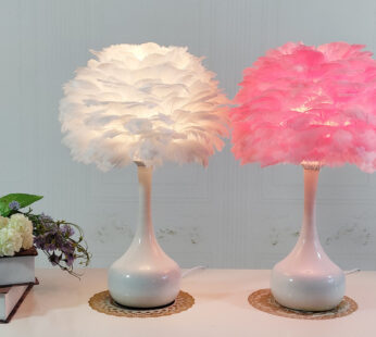 Luxury Feather Table Lamp Bedroom Bedside Light Nordic Ins Touch Dimming Desk Lights for Living Room Study Room Decor Lighting