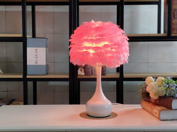Luxury Feather Table Lamp Bedroom Bedside Light Nordic Ins Touch Dimming Desk Lights for Living Room Study Room Decor Lighting - Image 5