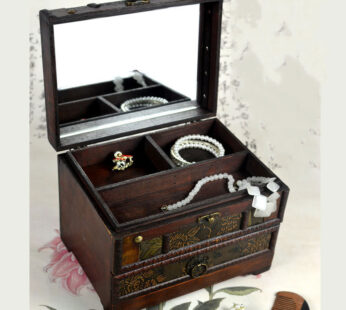 Wooden Jewellery Dressing Box With Mirror