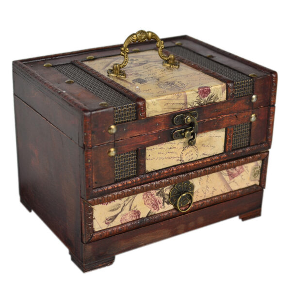 Wooden Jewellery Dressing Box With Mirror - Image 3