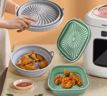Kitchen Collapsible Air Fryer Silicone Pot Reusable Round Square Liners Basket For Air Fryer Non-slip Baking Tray Oven Accessories