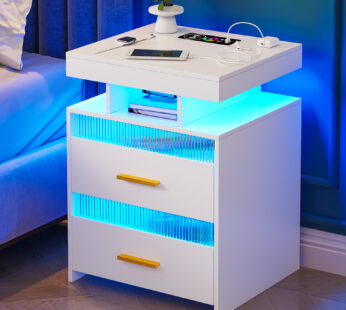 Bedroom Bedside Table With Charging Table