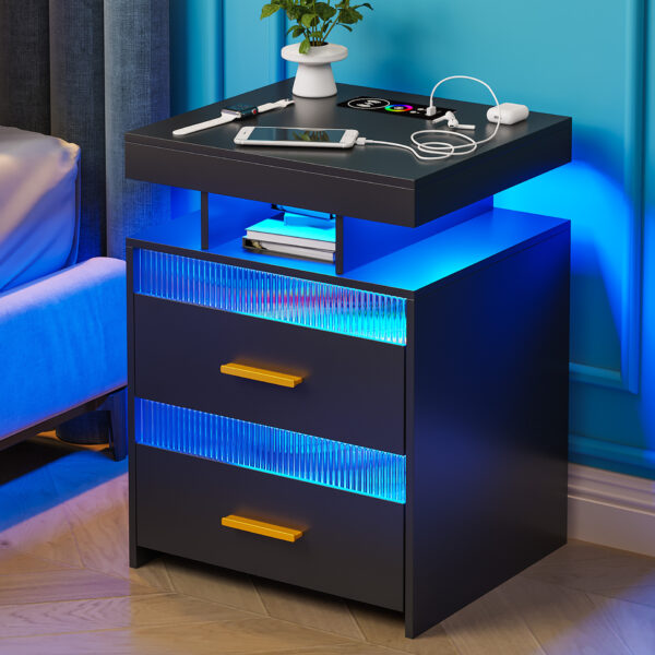 Bedroom Bedside Table With Charging Table - Image 3