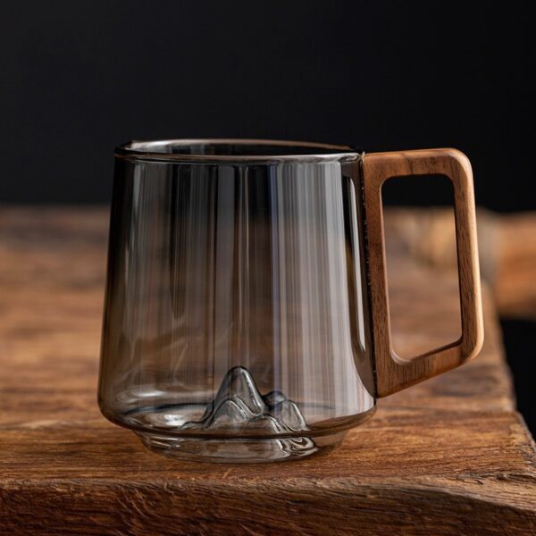 Guanshan Glass Single-layer Side Wooden Handle Drinking Cups Household Large-capacity Milk Tea Juice Single-layer Cup Kitchen Gadgets - Image 7