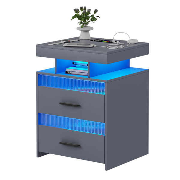 Bedroom Bedside Table With Charging Table - Image 4