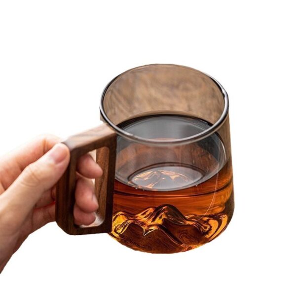 Guanshan Glass Single-layer Side Wooden Handle Drinking Cups Household Large-capacity Milk Tea Juice Single-layer Cup Kitchen Gadgets - Image 6