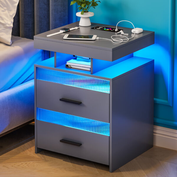 Bedroom Bedside Table With Charging Table - Image 5
