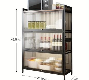 4-Tier Bakers Racks For Kitchens, Kitchen Storage Cabinets, Microwave Stand, Kitchen Shelves For Spices, Pots And Pans Cabinet Send With Of Brakeable Casters